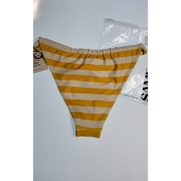 SAME Los Angeles Bottom Swim Womens High Rise Striped Yellow/White Small NWT - Picture 7 of 11